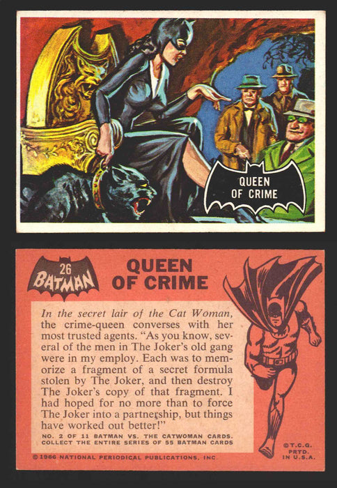 1966 Batman (Black Bat) Vintage Trading Card You Pick Singles #1-55 #	 26   Queen of Crime  - TvMovieCards.com