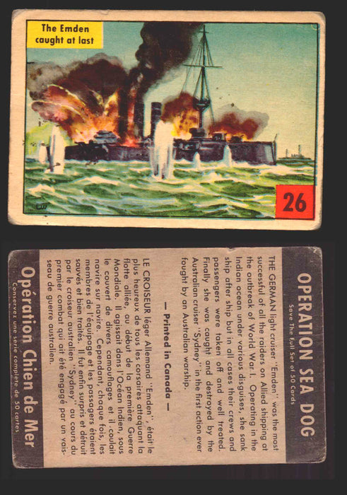 1954 Parkhurst Operation Sea Dogs You Pick Single Trading Cards #1-50 V339-9 26 The Emden Caught at Last  - TvMovieCards.com
