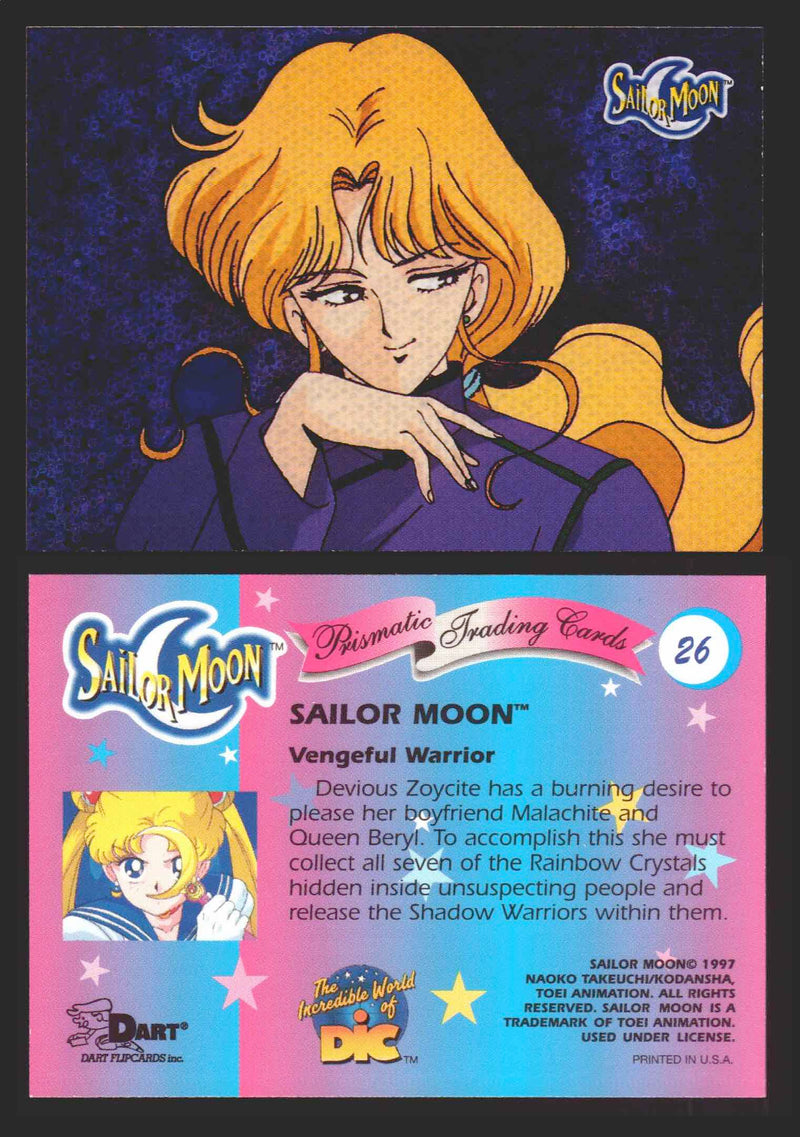1997 Sailor Moon Prismatic You Pick Trading Card Singles #1-#72 No Cracks 26   Vengeful Warrior  - TvMovieCards.com