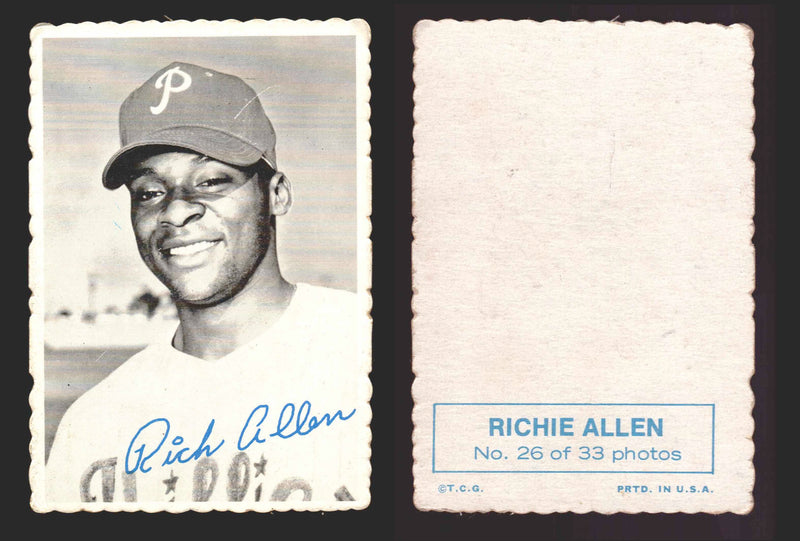 1969 Topps Baseball Deckle Edge Trading Card You Pick Singles #1-#33 VG/EX 26 Dick Allen - Philadelphia Phillies  - TvMovieCards.com