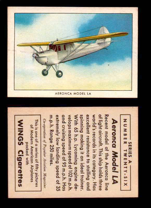 1940 Modern American Airplanes Series A Vintage Trading Cards Pick Singles #1-50 26 Aeronca Model LA  - TvMovieCards.com
