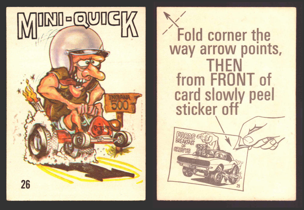 1969 Odd Rods Vintage Sticker Trading Cards #1-#44 You Pick Singles Donruss #	26	Mini-Quick  - TvMovieCards.com