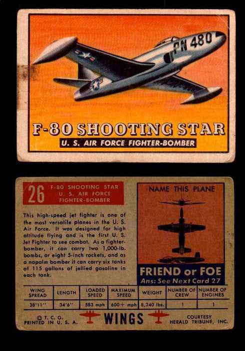 1952 Wings Topps TCG Vintage Trading Cards You Pick Singles #1-100 #26  - TvMovieCards.com