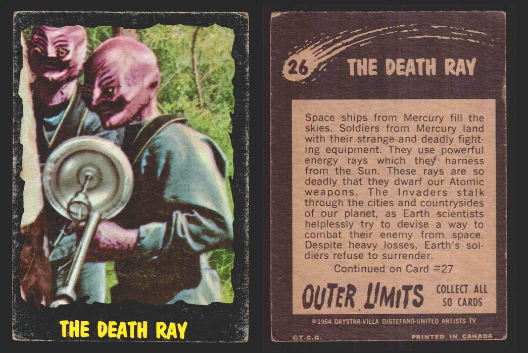 1964 Outer Limits Vintage Trading Cards #1-50 You Pick Singles O-Pee-Chee OPC 26   The Death Ray  - TvMovieCards.com