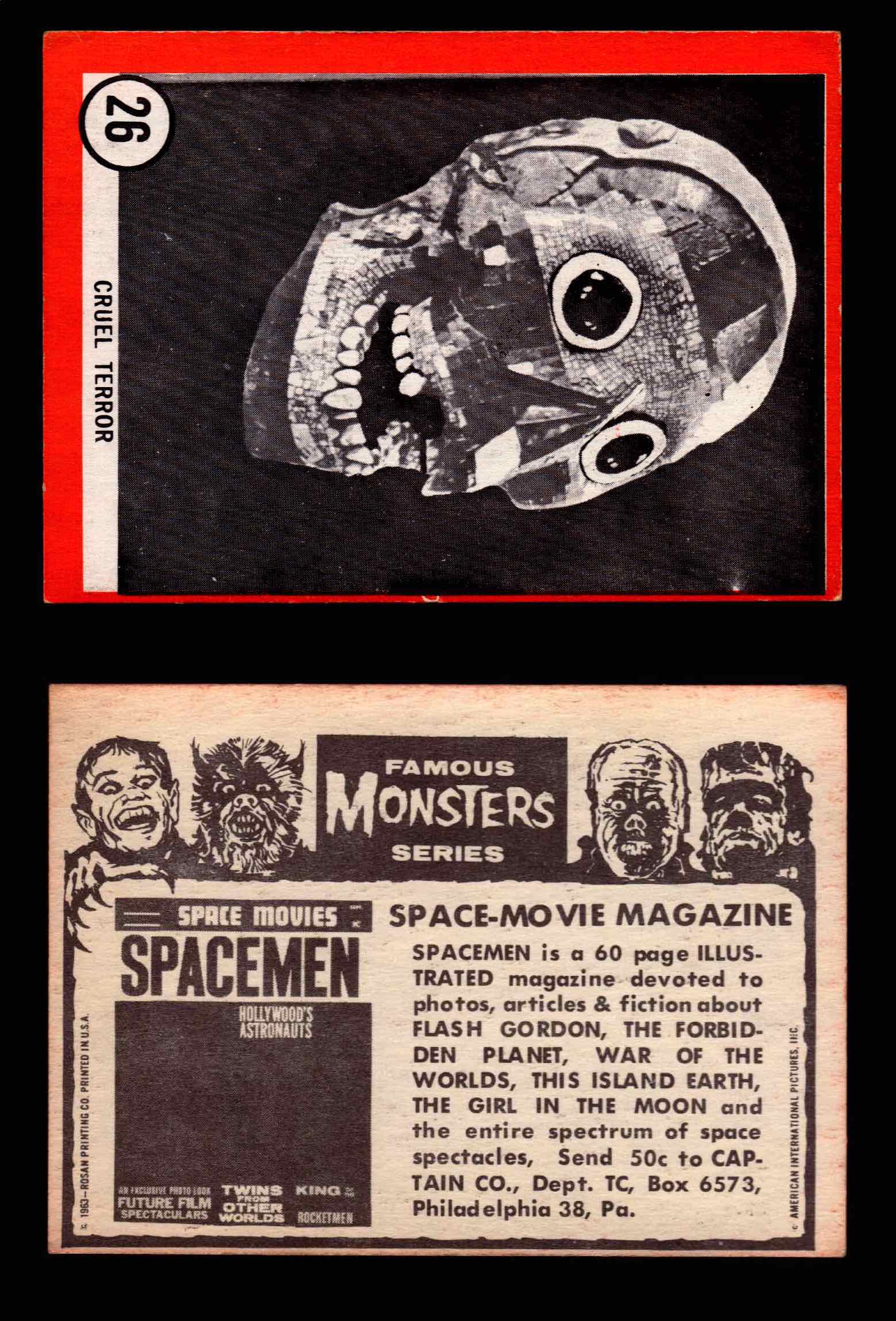 Famous Monsters 1963 Vintage Trading Cards You Pick Singles #1-64