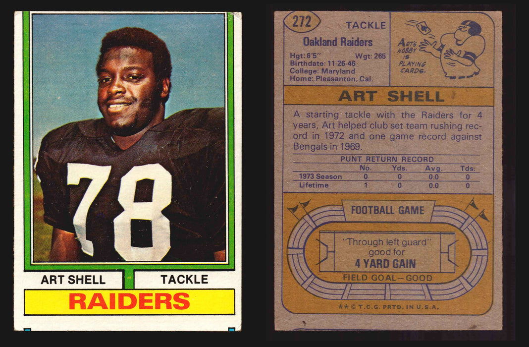 1974 Topps Football Trading Card You Pick Singles #1-#528 G/VG/EX #	272	Art Shell (HOF)  - TvMovieCards.com