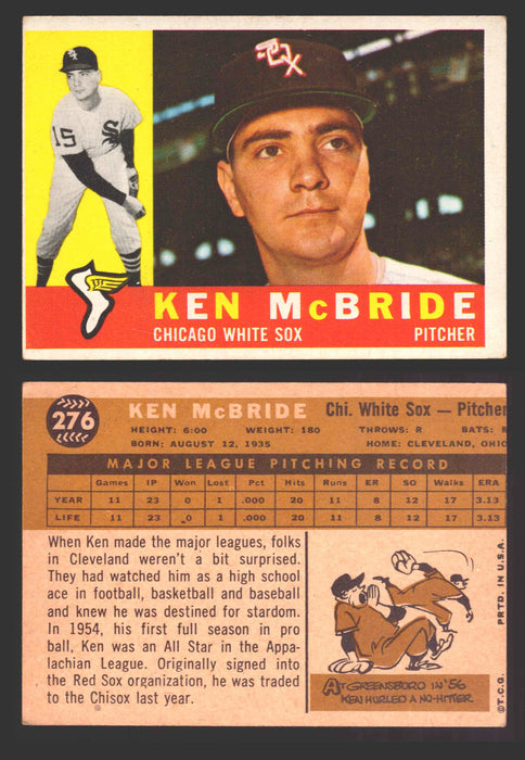 1960 Topps Baseball Trading Card You Pick Singles #250-#572 VG/EX 276 - Ken McBride  - TvMovieCards.com