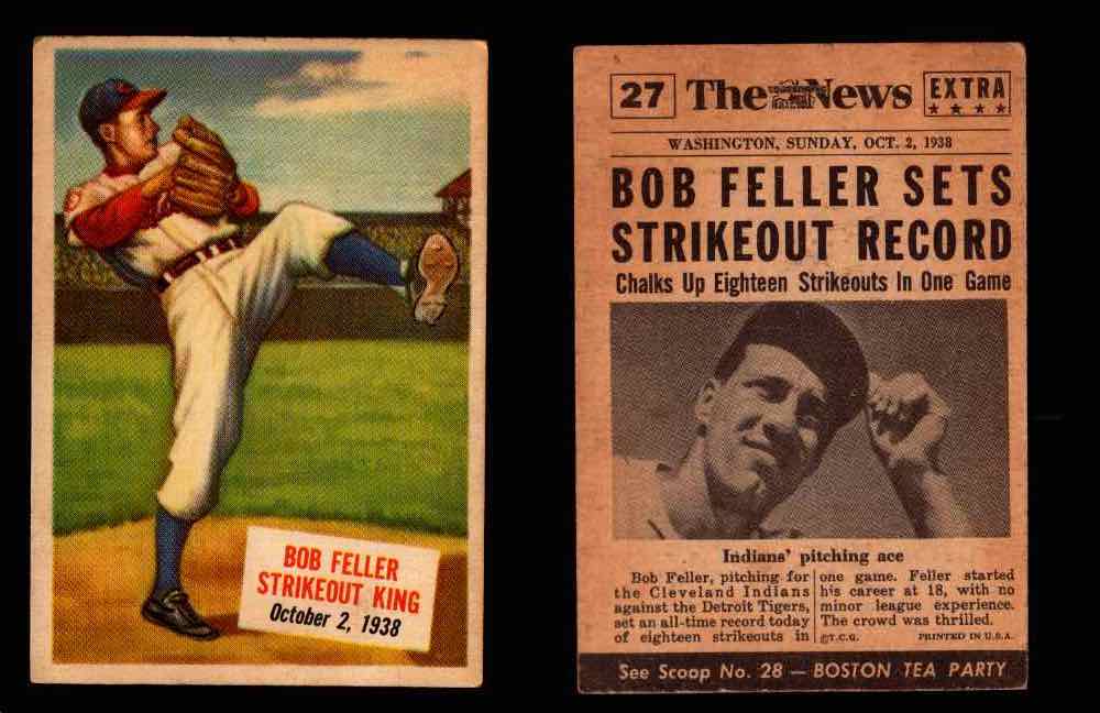 1954 Scoop Newspaper Series 1 Topps Vintage Trading Cards You Pick Singles #1-78 27   Bob Feller Strikeout King  - TvMovieCards.com