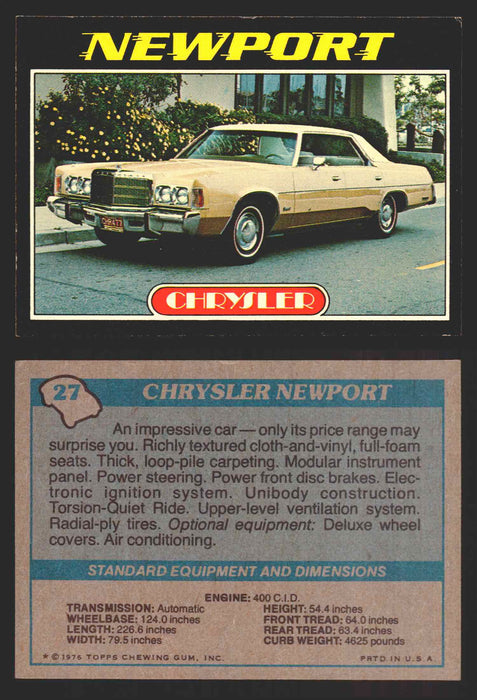 1976 Autos of 1977 Vintage Trading Cards You Pick Singles #1-99 Topps 27   Chrysler Newport  - TvMovieCards.com