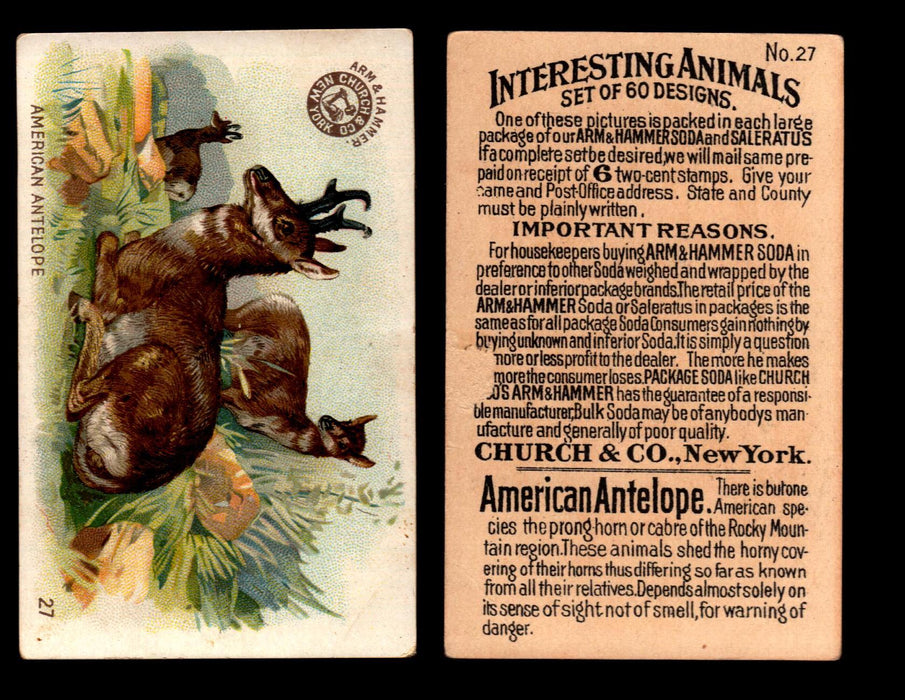 Interesting Animals You Pick Single Card #1-60 1892 J10 Church Arm & Hammer   - TvMovieCards.com