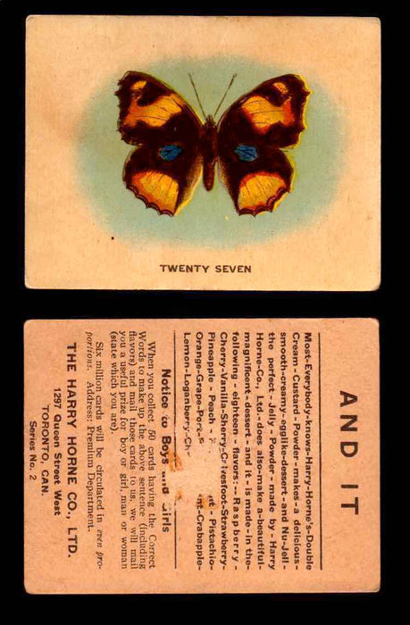 1925 Harry Horne Butterflies FC2 Vintage Trading Cards You Pick Singles #1-50 #27  - TvMovieCards.com