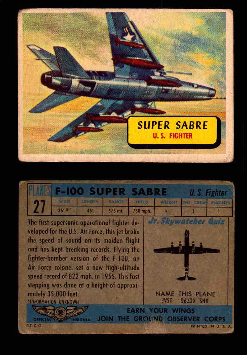 1957 Planes Series I Topps Vintage Card You Pick Singles #1-60 #27  - TvMovieCards.com