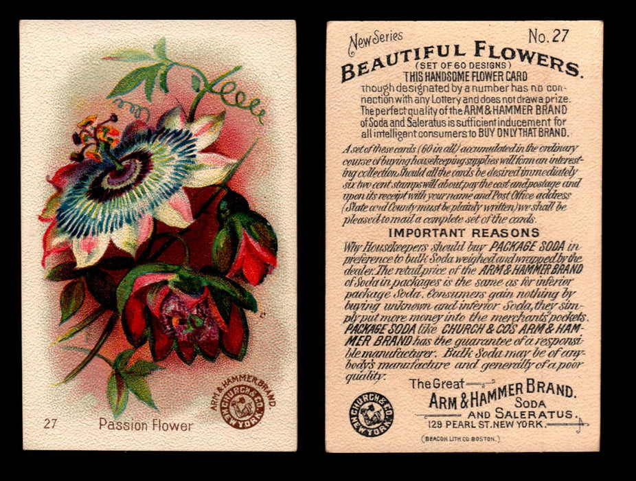 Beautiful Flowers New Series You Pick Singles Card #1-#60 Arm & Hammer 1888 J16 #27 Passion Flower  - TvMovieCards.com
