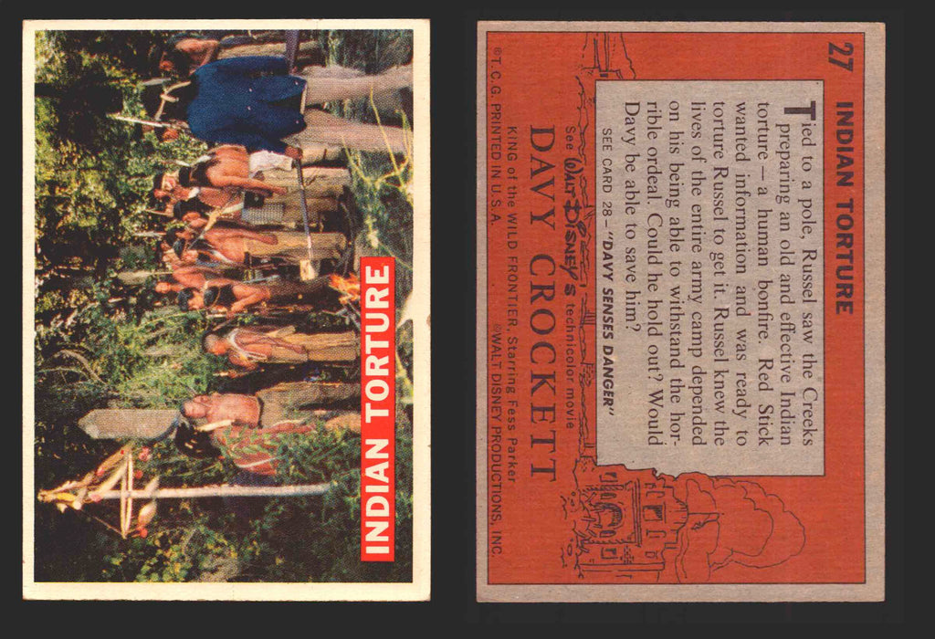 Davy Crockett Series 1 1956 Walt Disney Topps Vintage Trading Cards You Pick Sin 27   Indian Torture  - TvMovieCards.com