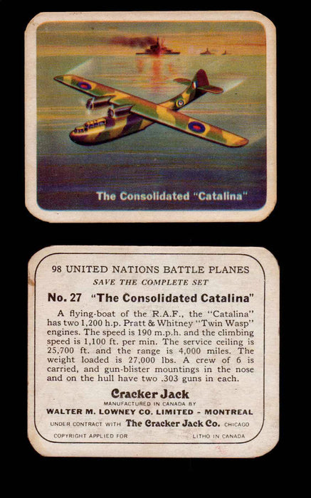Cracker Jack United Nations Battle Planes Vintage You Pick Single Cards #1-70 #27  - TvMovieCards.com