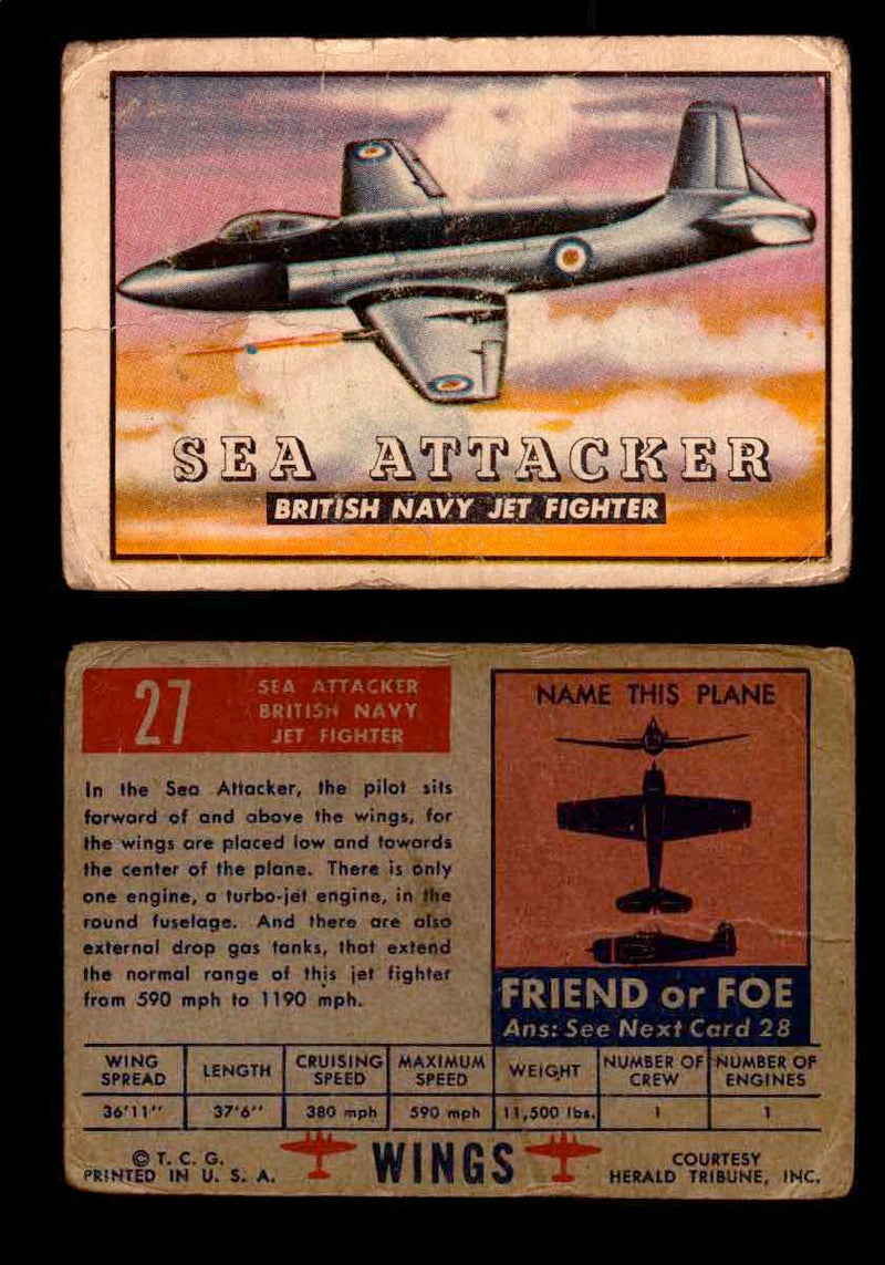 1952 Wings Topps TCG Vintage Trading Cards You Pick Singles #1-100 #27  - TvMovieCards.com