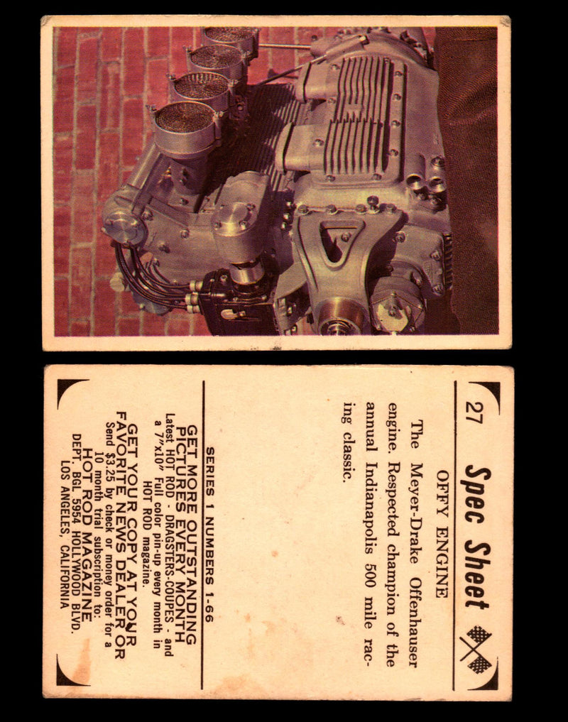 1965 Donruss Spec Sheet Vintage Hot Rods Trading Cards You Pick Singles #1-66 #27  - TvMovieCards.com