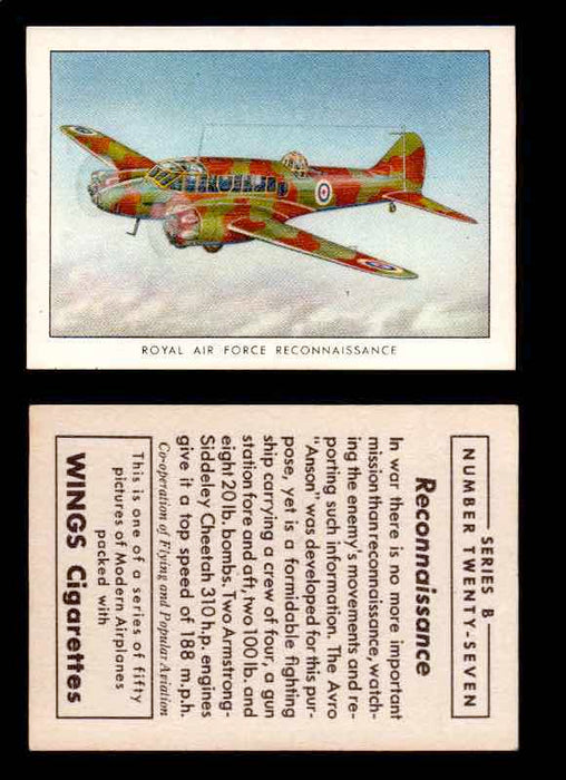 1941 Modern American Airplanes Series B Vintage Trading Cards Pick Singles #1-50 27	 	Royal Air Force Reconnaissance  - TvMovieCards.com