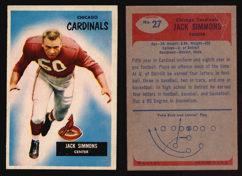 1955 Bowman Football Trading Card You Pick Singles #1-#160 VG/EX #27 Jack Simmons  - TvMovieCards.com