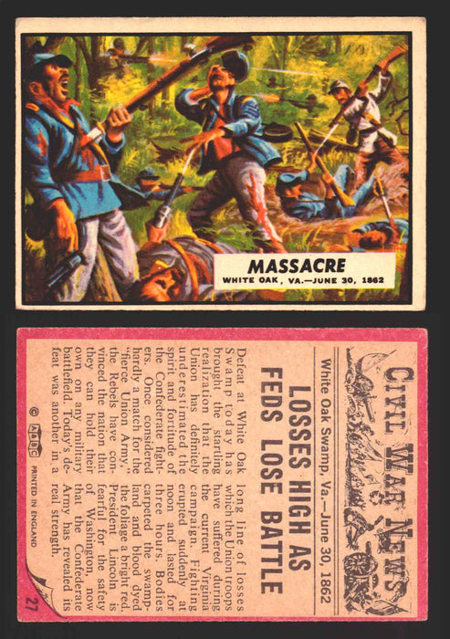 Civil War News Vintage Trading Cards A&BC Gum You Pick Singles #1-88 1965 27   Massacre  - TvMovieCards.com