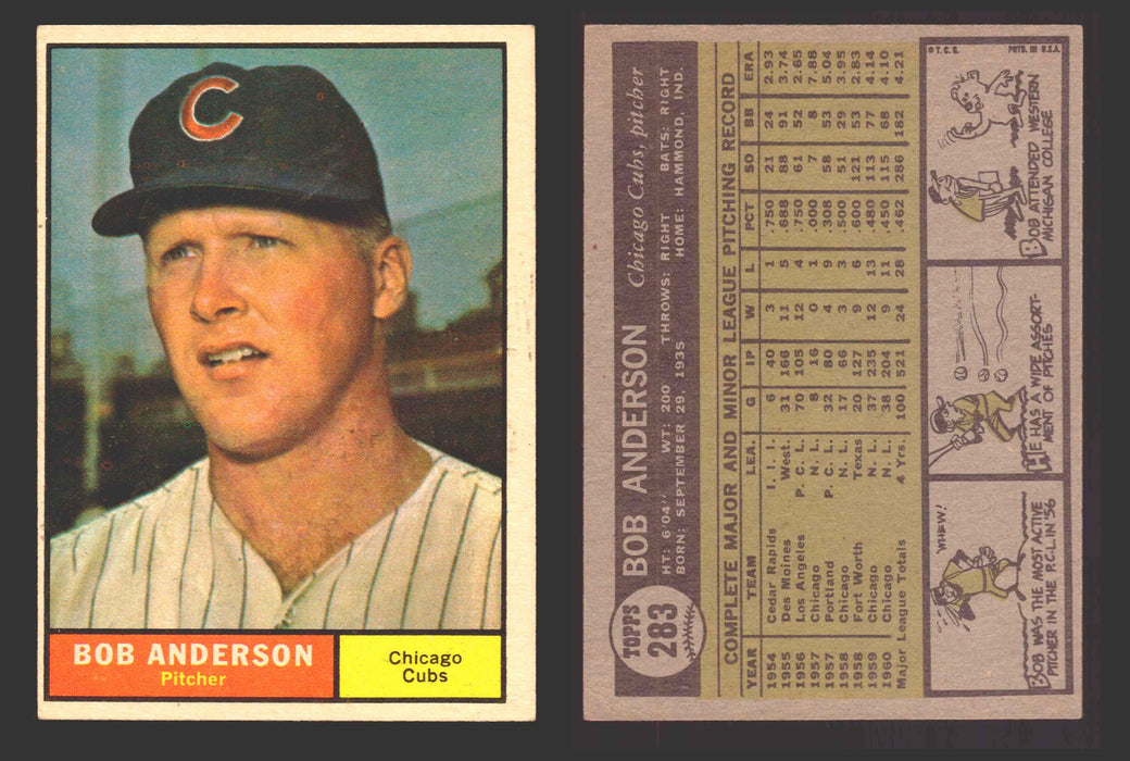 1961 Topps Baseball Trading Card You Pick Singles #200-#299 VG/EX #	283 Bob Anderson - Chicago Cubs  - TvMovieCards.com