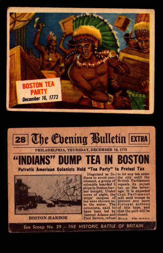 1954 Scoop Newspaper Series 1 Topps Vintage Trading Cards You Pick Singles #1-78 28   Boston Tea Party  - TvMovieCards.com