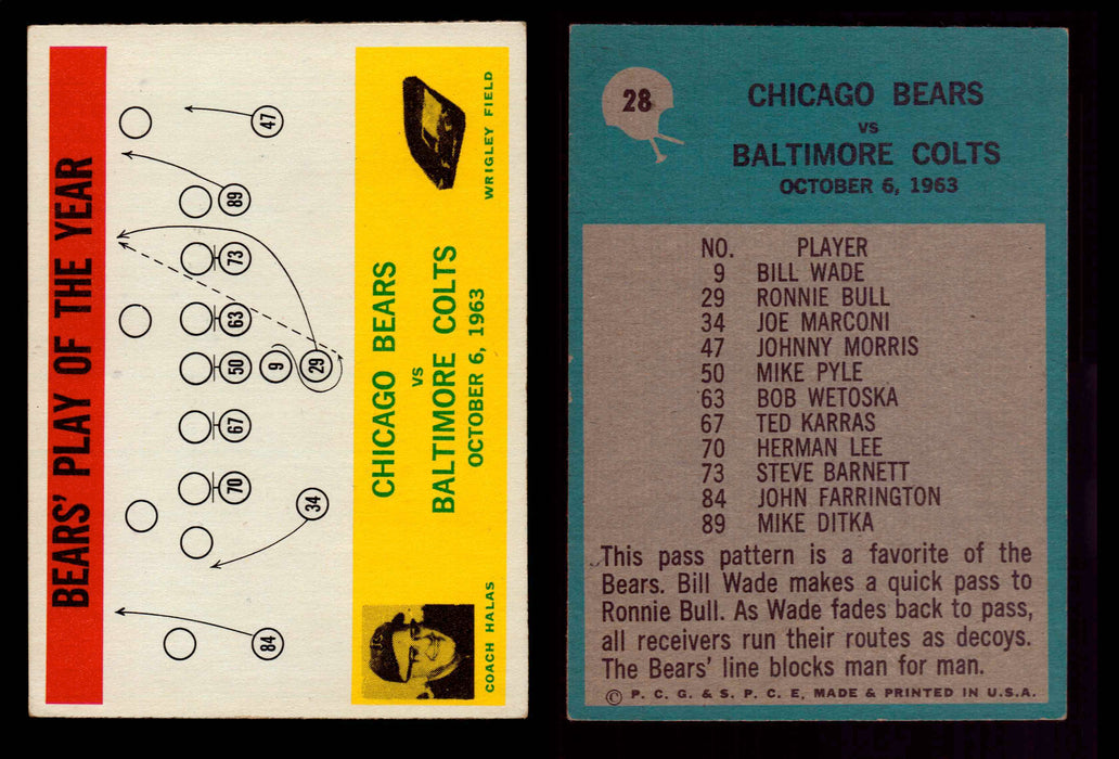 1964 Philadelphia Football Trading Card You Pick Singles #1-#198 VG/EX #28 Bears (George Halas)  - TvMovieCards.com