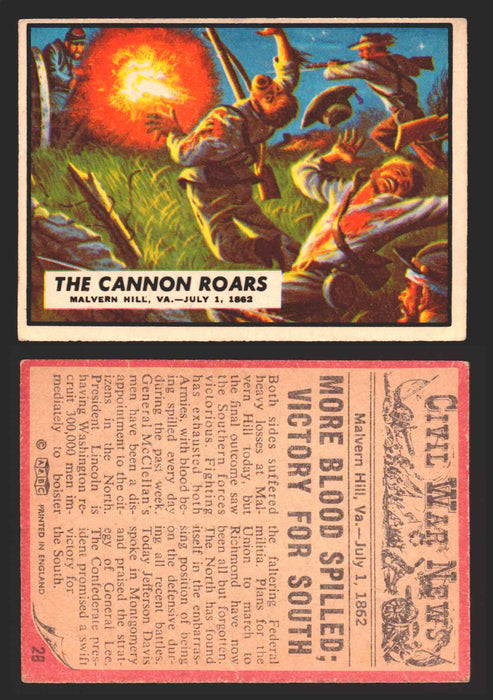 Civil War News Vintage Trading Cards A&BC Gum You Pick Singles #1-88 1965 28   The Cannon Roars  - TvMovieCards.com