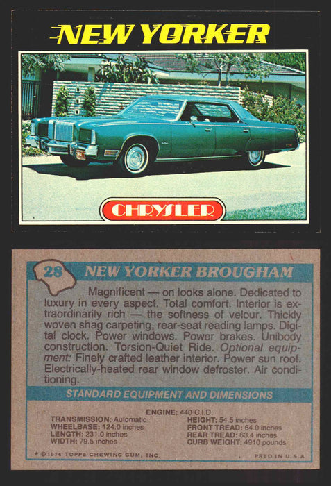 1976 Autos of 1977 Vintage Trading Cards You Pick Singles #1-99 Topps 28   Chrysler New Yorker Brougham  - TvMovieCards.com