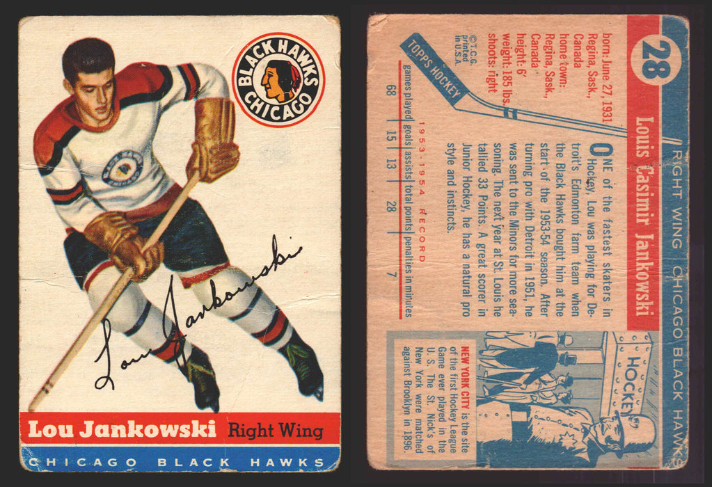 1954-1955 Topps Hockey NHL Trading Card You Pick Single Cards #1 - 60 F/VG #28 Lou Jankowski (Fair)  - TvMovieCards.com