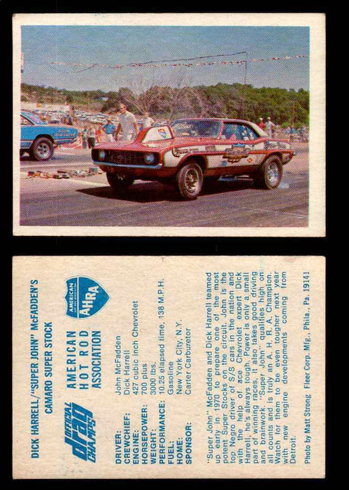 AHRA Official Drag Champs 1971 Fleer Vintage Trading Cards You Pick Singles 28   Dick Harrell's "Mr. Chevrolet"                   1970 Camaro Funny Car  - TvMovieCards.com