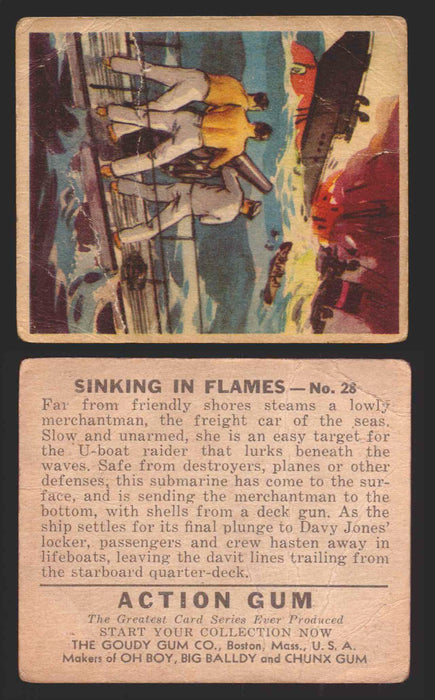 1938 Action Gum Vintage Trading Cards #1-96 You Pick Singles Goudy Gum #28   Sinking in Flames  - TvMovieCards.com