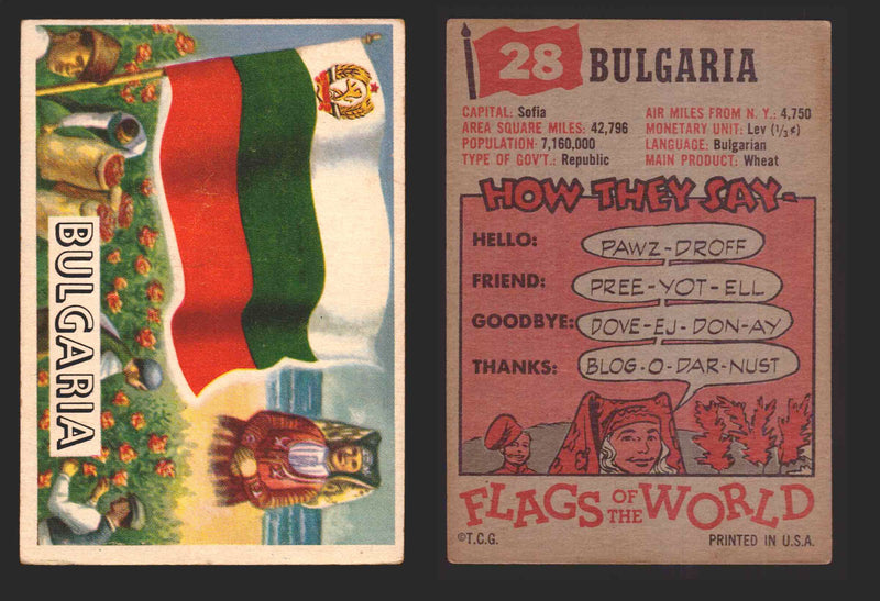 1956 Flags of the World Vintage Trading Cards You Pick Singles #1-#80 Topps 28	Bulgaria  - TvMovieCards.com