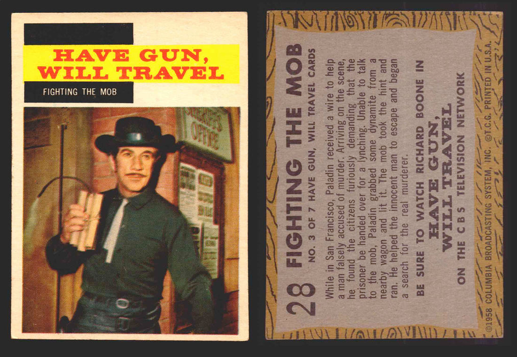 1958 TV Westerns Topps Vintage Trading Cards You Pick Singles #1-71 28   Fighting the Mob  - TvMovieCards.com