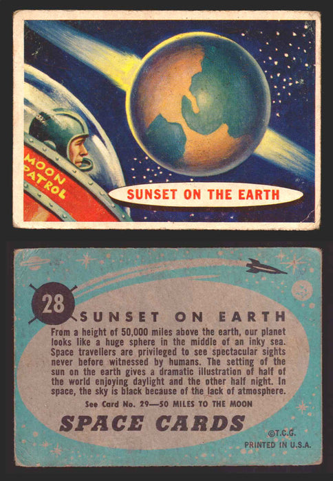 1957 Space Cards Topps Vintage Trading Cards #1-88 You Pick Singles 28   Sunset on the Earth  - TvMovieCards.com