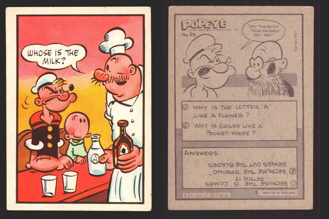 1959 Popeye Chix Confectionery Vintage Trading Card You Pick Singles #1-50 29   Whose is the milk?  - TvMovieCards.com