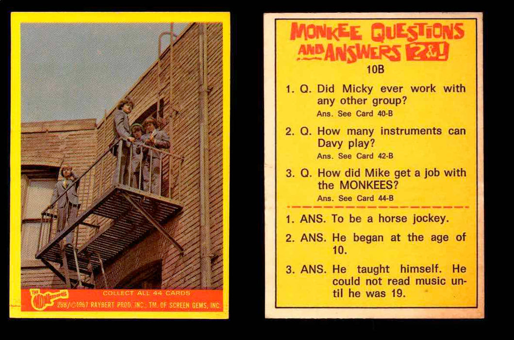 The Monkees Series B TV Show 1967 Vintage Trading Cards You Pick Singles #1B-44B #29  - TvMovieCards.com