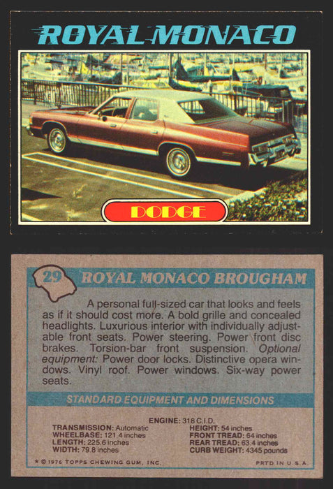 1976 Autos of 1977 Vintage Trading Cards You Pick Singles #1-99 Topps 29   Dodge Royal Monaco Brougham  - TvMovieCards.com