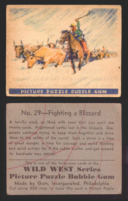 Wild West Series Vintage Trading Card You Pick Singles #1-#49 Gum Inc. 1933 29   Fighting a Blizzard  - TvMovieCards.com