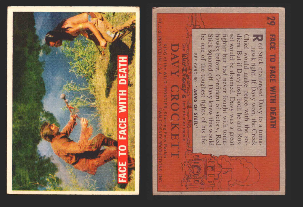 Davy Crockett Series 1 1956 Walt Disney Topps Vintage Trading Cards You Pick Sin 29   Face to Face with Death  - TvMovieCards.com