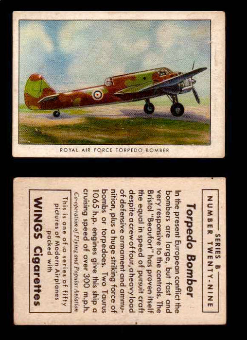 1941 Modern American Airplanes Series B Vintage Trading Cards Pick Singles #1-50 29	 	Royal Air Force Torpedo Bomber  - TvMovieCards.com