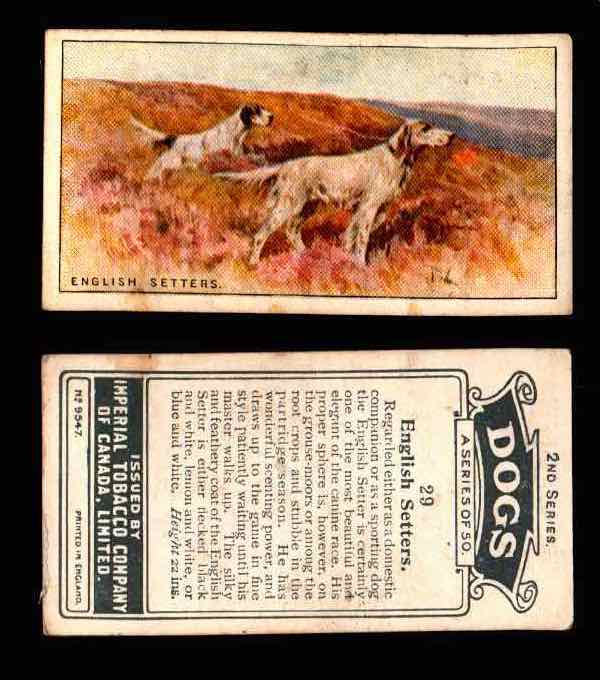 1925 Dogs 2nd Series Imperial Tobacco Vintage Trading Cards U Pick Singles #1-50 #29 English Setters  - TvMovieCards.com