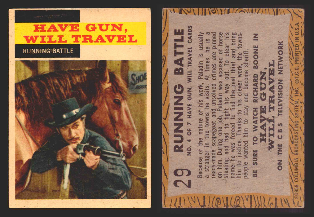 1958 TV Westerns Topps Vintage Trading Cards You Pick Singles #1-71 29   Running Battle  - TvMovieCards.com
