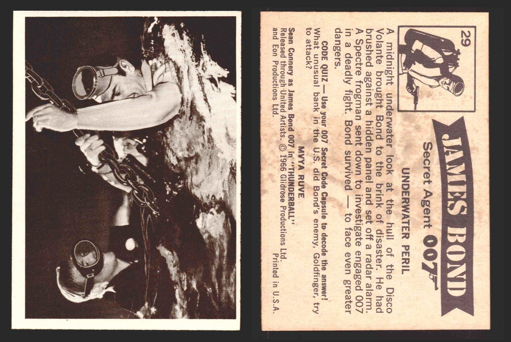 1966 James Bond 007 Thunderball Vintage Trading Cards You Pick Singles #1-66 29   Underwater Peril  - TvMovieCards.com