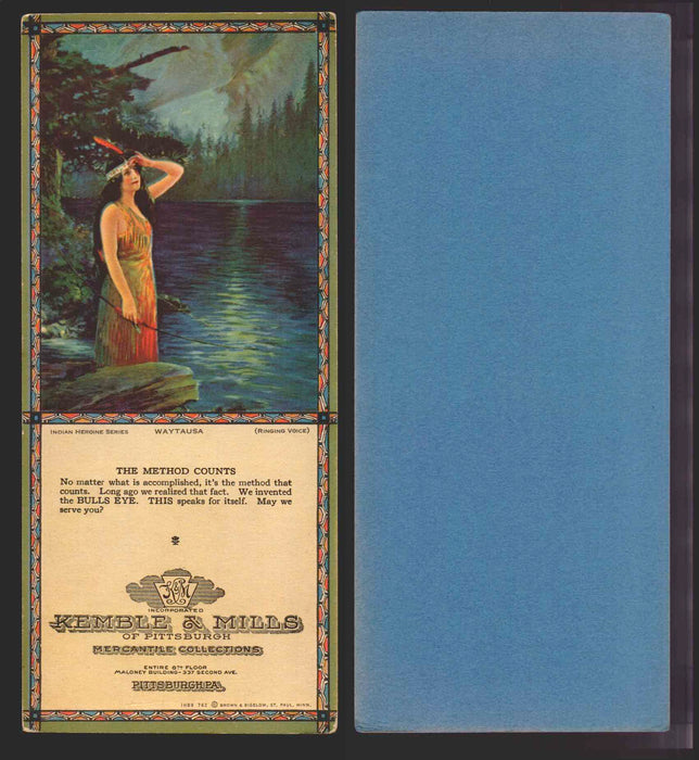 1920s/1930s Kemble & Mills of Pittsburgh Indian Heroine Series Advertising Cards #2 Waytausa (Ringing Voice)  - TvMovieCards.com