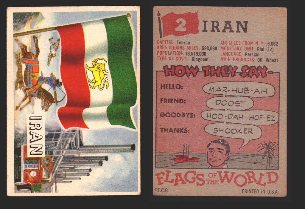 1956 Flags of the World Vintage Trading Cards You Pick Singles #1-#80 Topps 2	Iran  - TvMovieCards.com