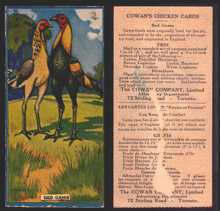 1924 V12 Cowans Chicken Pictures Vintage Trading Cards You Pick Singles #1-24 #2 Red Game  - TvMovieCards.com