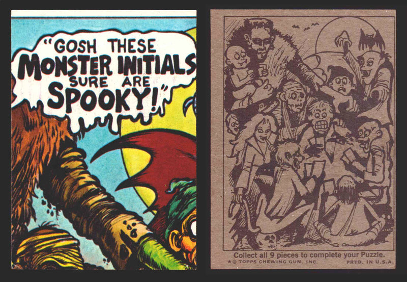 1973-74 Monster Initials Puzzle Trading Cards You Pick Singles #1-#9 Topps 2	  top middle  - TvMovieCards.com