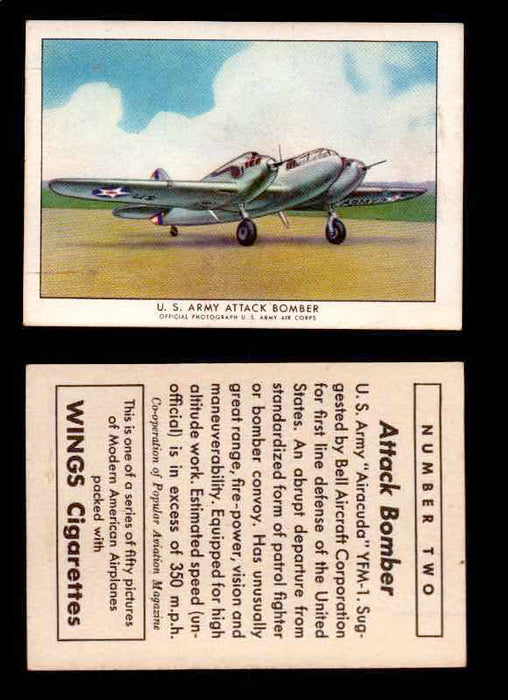 1940 Modern American Airplanes Series 1 Vintage Trading Cards Pick Singles #1-50 2 U.S. Army Attack Bomber (Bell YFM-1 “Airacuda”)  - TvMovieCards.com
