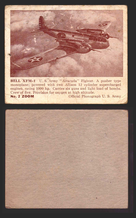 1940 Zoom Airplanes Series 2 & 3 You Pick Single Trading Cards #1-200 Gum 2   Bell XFM-1  - TvMovieCards.com